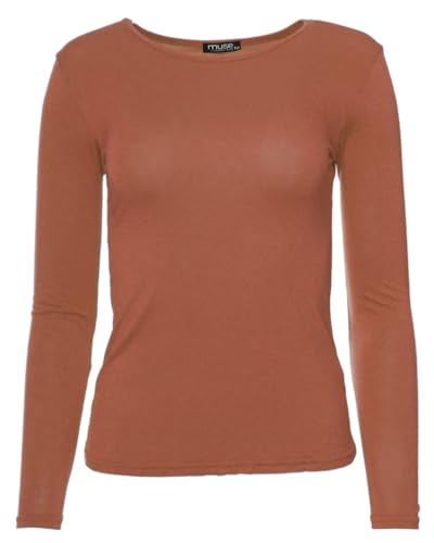 Easy Young Fashion - Damen Basic Rundhals Shirt - Langarm Unterziehshirt - Skinny Fit 1093 - Terracotta S Easy Young Fashion - Damen Basic Rundhals Shirt - Langarm Unterziehshirt - Skinny Fit 1093 - Terracotta S von Easy Young Fashion