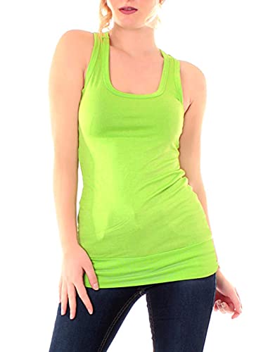 Easy Young Fashion - Damen Basic Tanktop - Fitness Top - Ringerrücken Sport - Shirt Skinny Fit Trägertop Unterhemd 8002 - Apfelgrün von Easy Young Fashion