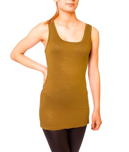 Easy Young Fashion - Damen Basic Trägertop - ärmelloses Longtop Extra Lang - Skinny Fit 9002 - OneSize (Curry) Easy Young Fashion - Damen Basic Trägertop - ärmelloses Longtop Extra Lang - Skinny Fit 9002 - OneSize (Curry) von Easy Young Fashion