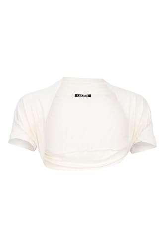 Easy Young Fashion Damen Bolero Jäckchen Kurzarm - elastisch & figurbetont - Basic Schulterjacke - weiche Open Front Jacke 3009 - (Creme) von Easy Young Fashion