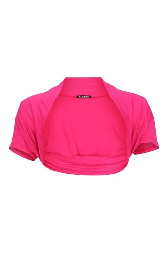 Easy Young Fashion Damen Bolero Jäckchen Kurzarm - elastisch & figurbetont - Basic Schulterjacke - weiche Open Front Jacke 3009 - (Dunkelpink) von Easy Young Fashion