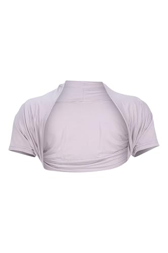 Easy Young Fashion Damen Bolero Jäckchen kurzarm - elastisch & figurbetont - Basic Schulterjacke - weiche Open Front Jacke 3009 - (Grau) von Easy Young Fashion