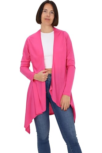 Easy Young Fashion Damen Cardigan - offenes Langarm Jäckchen asymmetrisch geschnitten - Open Front Wasserfall Jersey Jacke 806 - (pink M/L) von Easy Young Fashion