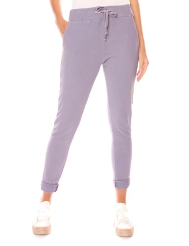 Easy Young Fashion - Damen Jogginghose - Lange Sweathose aus Baumwolle 8201 - Lavendel L von Easy Young Fashion