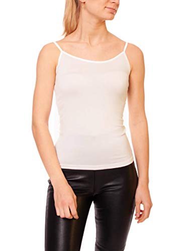 Easy Young Fashion Damen Spaghettiträger Top Viskose Skinny Fit Unterziehshirt 0146 (OneSize - Creme) von Easy Young Fashion