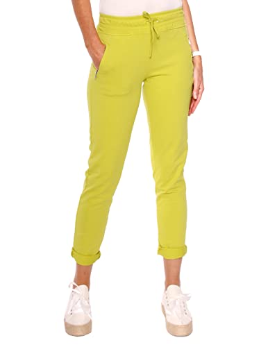 Easy Young Fashion Damen Sweathose mit Zip-Taschen Baumwolle Lime-Grün M von Easy Young Fashion