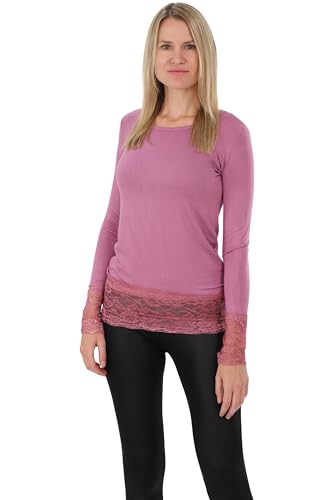 Easy Young Fashion Langarm Longshirt mit Spitzensaum 0998 - Himbeer S/M Easy Young Fashion Langarm Longshirt mit Spitzensaum 0998 - Himbeer S/M von Easy Young Fashion