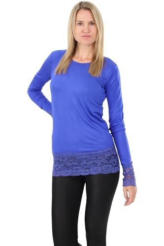 Easy Young Fashion Langarm Longshirt mit Spitzensaum 0998 - Schwarz S/M Easy Young Fashion Langarm Longshirt mit Spitzensaum 0998 - Schwarz S/M von Easy Young Fashion