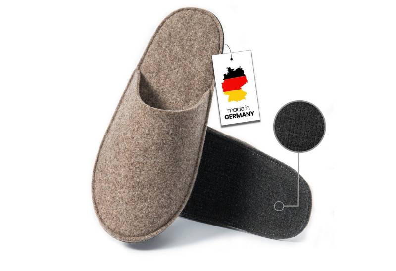Easy and Green Filz Gästehausschuhe Rutschfest - Made in Germany - Hausschuhe weich Pantoffel von Easy and Green