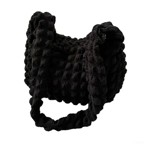 Damen-Umhängetasche mit großem Fassungsvermögen, modisches plissiertes Wolken-Design mit bequemer Textur für tägliche Ausflüge und Reisen, Schwarz von EasyByMall