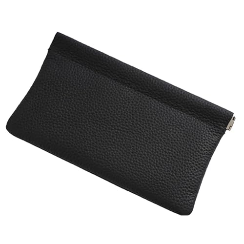 EasyByMall Lange Geldbörse mit automatischem Verschluss, elegantes PU-Leder-Design für den täglichen Gebrauch mit Reisepass (Schwarz) von EasyByMall