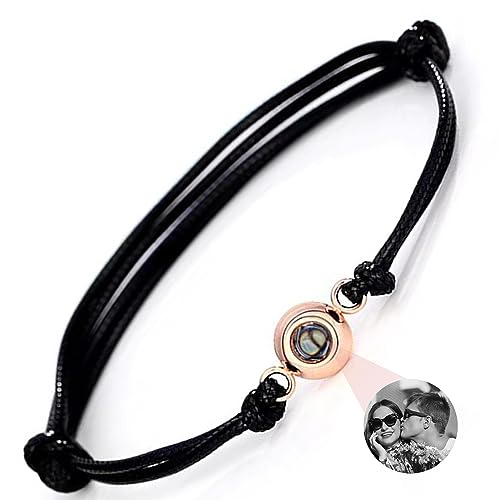 Easycosy Erinnerung An Verstorbene- Personalisiertes Projektion Armband mit Foto im Stein, Foto Armband mit Bild Schwarzweiß-Effekt, TrauerGeschenk für Andenken An Verstorbene Hunde Katze von Easycosy