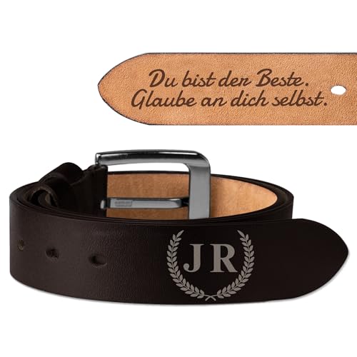 Easycosy Personalisierter Gürtel Herren mit doppelseitiger Gravur, Ledergürtel mit Namen Text & Stempel - personalisierte Geschenke für Männer Papa Freund Trauzeuge zum Geburtstag Jahrestag Hochzeit von Easycosy
