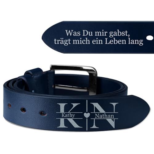 Easycosy Personalisierter Gürtel Herren mit doppelseitiger Gravur, Ledergürtel mit Namen Text & Stempel - personalisierte Geschenke für Männer Papa Freund Trauzeuge zum Geburtstag Jahrestag Hochzeit von Easycosy