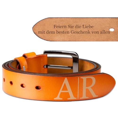 Easycosy Personalisierter Gürtel Herren mit doppelseitiger Gravur, Ledergürtel mit Namen Text & Stempel - personalisierte Geschenke für Männer Papa Freund Trauzeuge zum Geburtstag Jahrestag Hochzeit von Easycosy