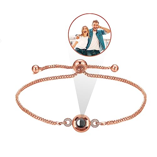 Easycosy Personalisiertes Projektions Armband mit Foto und Bild im Stein - Fotoarmband als personalisierte Geschenke für Frauen Männer Freundin Mama Papa zum Geburtstag Weihnachten von Easycosy