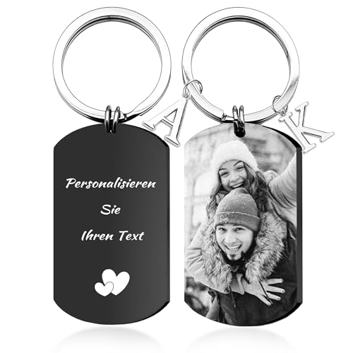 Easycosy Schlüsselanhänger Personalisiert mit Foto & Text, Edelstahl Dog Tag mit deutlichem Gravur & Diverse Designs - Personalisierte Muttertags-, Vatertagsgeschenke für Mama, Papa, Freundin von Easycosy