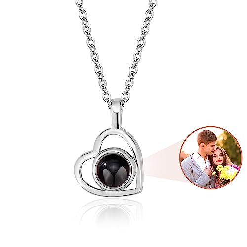 Easycosy personalisierte Halskette mit Bild Projektion, Kette damen mit Foto und vielfältiges Projektion Anhänger im Stein als personalisierte Geschenke für Frauen & Freundin zum Geburtstag Jahrestag von Easycosy