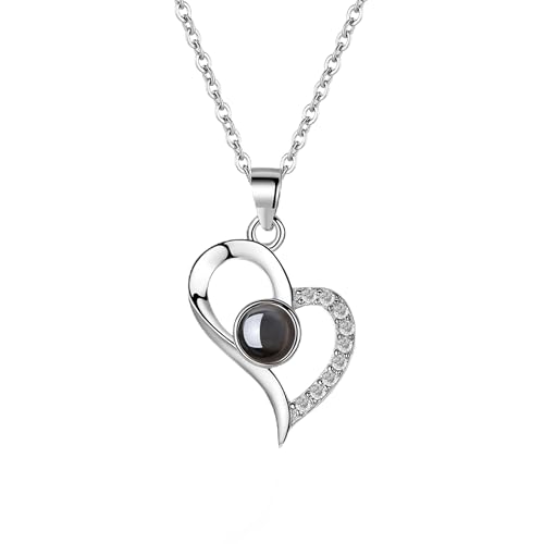 Easycosy Erinnerung An Verstorbene- Personalisiertes Halskette mit Bild Projektion, Kette mit Foto Schwarzweiß-Effekt Anhänger im Stein, TrauerGeschenk für Andenken An Verstorbene Hunde Katze von Easycosy