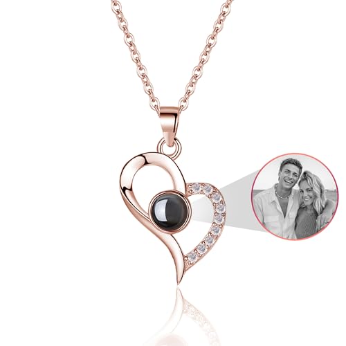 Easycosy Erinnerung An Verstorbene- Personalisiertes Halskette mit Bild Projektion, Kette mit Foto Schwarzweiß-Effekt Anhänger im Stein, TrauerGeschenk für Andenken An Verstorbene Hunde Katze von Easycosy