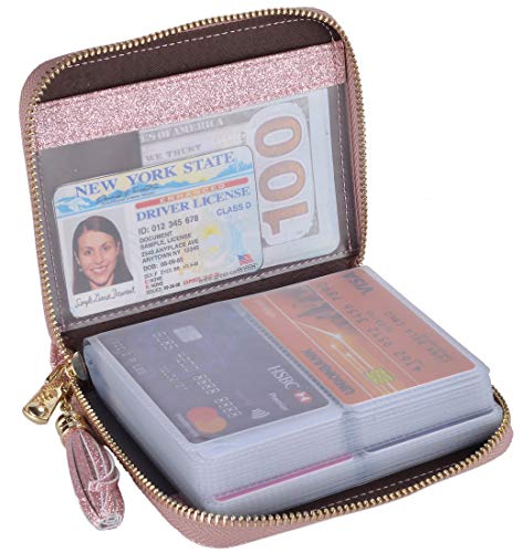 Easyoulife Kreditkartenetui für Damen, mit Reißverschluss, Leder, RFID-blockiert - Violett - Medium von Easyoulife