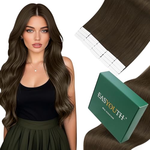 Easyouth Echthaar Extensions Tape Braun Tape in Extensions Echthaar Darkest Braun Tape in Haarverlängerungen Echthaar Remy Menschenhaar für Frauen 30 cm 30g 20pcs #2 von Easyouth