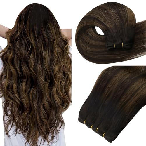 Easyouth Echthaar Tressen Extensions Ombre Braun Haarverlängerungen Extensions Tressen Dunkelstes Braun Balayage Aschbraun Echthaar Tressen Zum Einnähen Remy Haar für Frauen #2/8/2 100g 45 cm von Easyouth