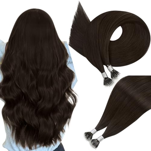 Easyouth Nanoring Extensions Echthaar Dunkelbraun Echthaar Nanoring Extensions Farbe Dunkelstes Braun Nano Extension Menschenhaar Für Damen 50 g 50s #2 55 cm von Easyouth