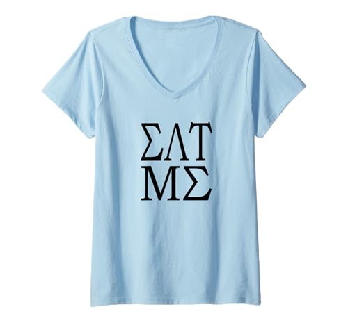 Damen Sarcasm Eat Me Lustige griechische Buchstaben Universitätsstudenten T-Shirt mit V-Ausschnitt von Eat Me Funny Greek Letters college humor