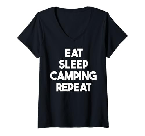 Damen Eat Sleep Camping Repeat - Lustiges Camping T-Shirt mit V-Ausschnitt Damen Eat Sleep Camping Repeat - Lustiges Camping T-Shirt mit V-Ausschnitt von Eat Sleep Camping Repeat