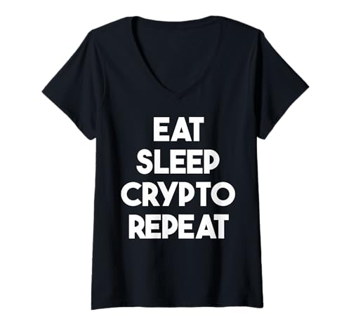 Damen Eat Sleep Crypto Repeat - Lustige Krypto T-Shirt mit V-Ausschnitt Damen Eat Sleep Crypto Repeat - Lustige Krypto T-Shirt mit V-Ausschnitt von Eat Sleep Crypto Repeat
