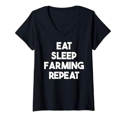 Damen Eat Sleep Farming Repeat - Funny Farmer T-Shirt mit V-Ausschnitt Damen Eat Sleep Farming Repeat - Funny Farmer T-Shirt mit V-Ausschnitt von Eat Sleep Farming Repeat