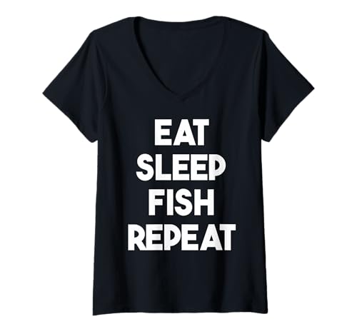 Damen Eat Sleep Fish Repeat - Lustiges Angeln T-Shirt mit V-Ausschnitt Damen Eat Sleep Fish Repeat - Lustiges Angeln T-Shirt mit V-Ausschnitt von Eat Sleep Fish Repeat