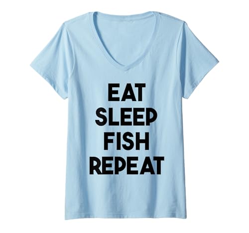 Damen Lustiges Fischen — Eat Sleep Fish Repeat T-Shirt mit V-Ausschnitt Damen Lustiges Fischen — Eat Sleep Fish Repeat T-Shirt mit V-Ausschnitt von Eat Sleep Fish Repeat