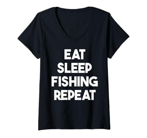 Damen Eat Sleep Fishing Repeat - Lustiges Angeln T-Shirt mit V-Ausschnitt Damen Eat Sleep Fishing Repeat - Lustiges Angeln T-Shirt mit V-Ausschnitt von Eat Sleep Fishing Repeat