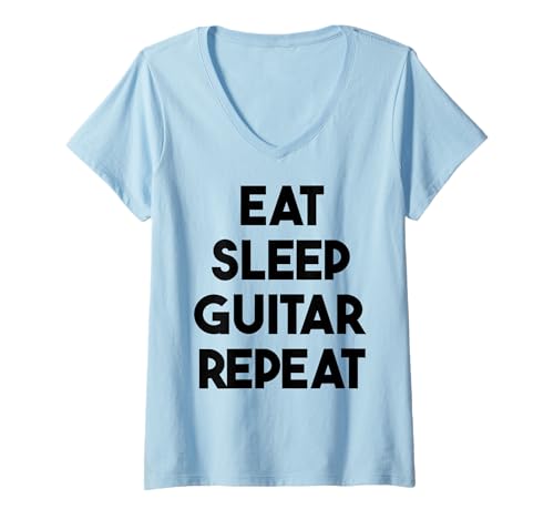 Damen Gitarrist Funny - Eat Sleep Guitar Repeat T-Shirt mit V-Ausschnitt Damen Gitarrist Funny - Eat Sleep Guitar Repeat T-Shirt mit V-Ausschnitt von Eat Sleep Guitar Repeat