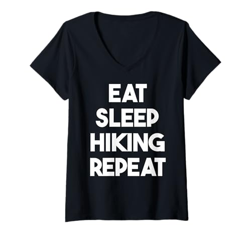 Damen Eat Sleep Hiking Repeat - Lustiges Wandern T-Shirt mit V-Ausschnitt Damen Eat Sleep Hiking Repeat - Lustiges Wandern T-Shirt mit V-Ausschnitt von Eat Sleep Hiking Repeat