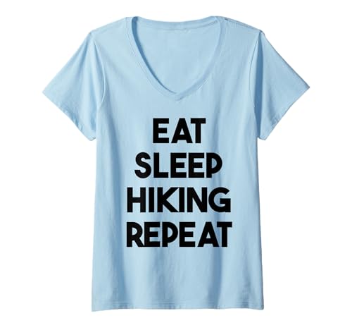 Damen Witziges Wandern – Eat Sleep Hiking Repeat T-Shirt mit V-Ausschnitt Damen Witziges Wandern – Eat Sleep Hiking Repeat T-Shirt mit V-Ausschnitt von Eat Sleep Hiking Repeat