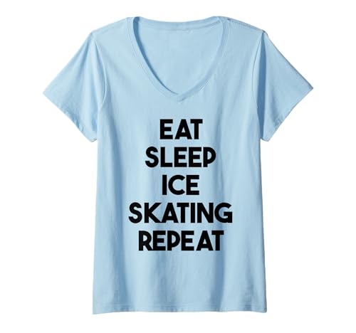 Damen Schlittschuhlaufen lustig - Eat Sleep Eislaufen Wiederholung T-Shirt mit V-Ausschnitt Damen Schlittschuhlaufen lustig - Eat Sleep Eislaufen Wiederholung T-Shirt mit V-Ausschnitt von Eat Sleep Ice Skating Repeat