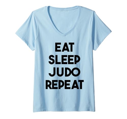 Damen Judo Funny - Eat Sleep Judo Repeat T-Shirt mit V-Ausschnitt Damen Judo Funny - Eat Sleep Judo Repeat T-Shirt mit V-Ausschnitt von Eat Sleep Judo Repeat