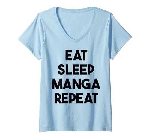 Damen Manga Funny - Eat Sleep Manga-Wiederholung T-Shirt mit V-Ausschnitt Damen Manga Funny - Eat Sleep Manga-Wiederholung T-Shirt mit V-Ausschnitt von Eat Sleep Manga Repeat