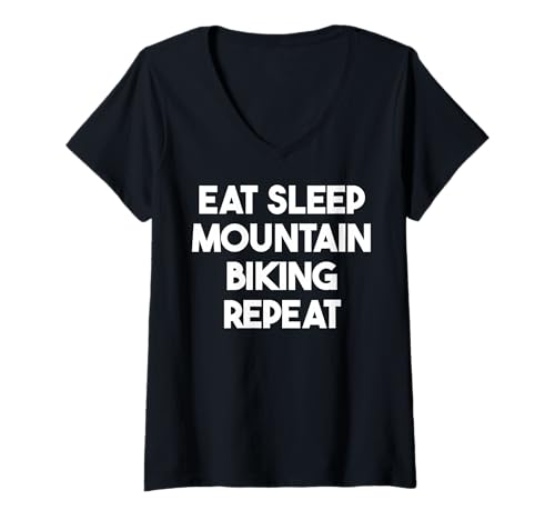 Damen Eat Sleep Mountainbiking Repeat – lustiges Mountainbiken T-Shirt mit V-Ausschnitt Damen Eat Sleep Mountainbiking Repeat – lustiges Mountainbiken T-Shirt mit V-Ausschnitt von Eat Sleep Mountain Biking Repeat