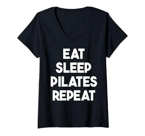 Damen Eat Sleep Pilates Repeat - Lustige Pilates T-Shirt mit V-Ausschnitt Damen Eat Sleep Pilates Repeat - Lustige Pilates T-Shirt mit V-Ausschnitt von Eat Sleep Pilates Repeat