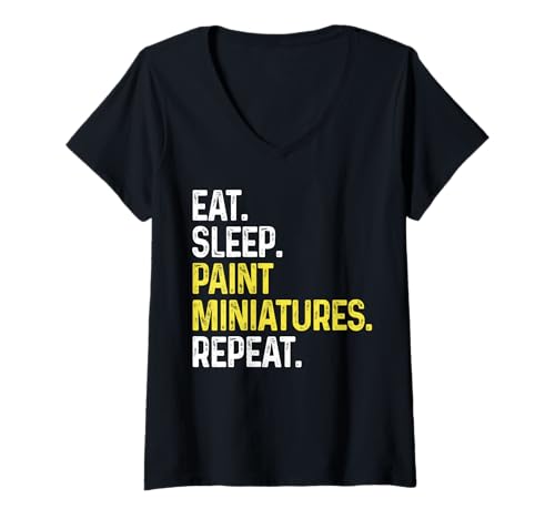 Damen Eat Sleep Paint Miniatures wiederholen lustiges Miniaturgemälde T-Shirt mit V-Ausschnitt Damen Eat Sleep Paint Miniatures wiederholen lustiges Miniaturgemälde T-Shirt mit V-Ausschnitt von Eat Sleep Repeat Funny Painting Miniatures