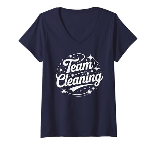 Damen House Team Cleaning Vacuumologe Crew Clean Mop Ninja T-Shirt mit V-Ausschnitt Damen House Team Cleaning Vacuumologe Crew Clean Mop Ninja T-Shirt mit V-Ausschnitt von Eat Sleep Tidy Up Housekeeper Dust Cardio