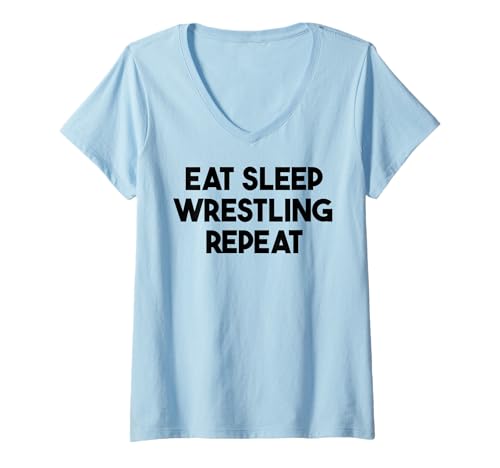 Damen Wrestling Lustig — Eat Sleep Wrestling Repeat T-Shirt mit V-Ausschnitt Damen Wrestling Lustig — Eat Sleep Wrestling Repeat T-Shirt mit V-Ausschnitt von Eat Sleep Wrestling Repeat