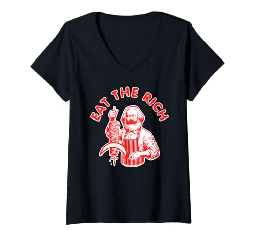 Damen Eat the rich T-Shirt mit V-Ausschnitt von Eat the rich