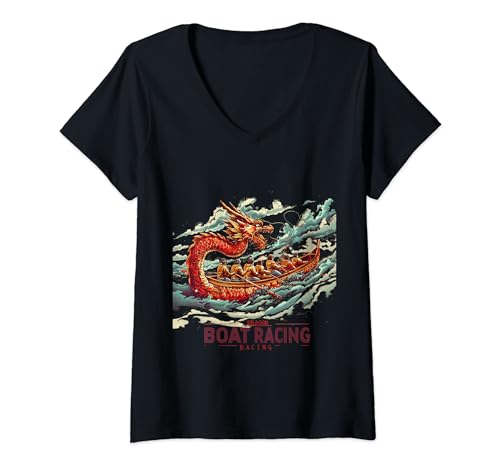 Damen Drachenbootrennen: Crewfestival T-Shirt mit V-Ausschnitt von EatSleepFind
