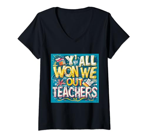 Damen Ihr habt We Out Lehrer Lustiger Schulabschied gewonnen T-Shirt mit V-Ausschnitt von EatSleepFind