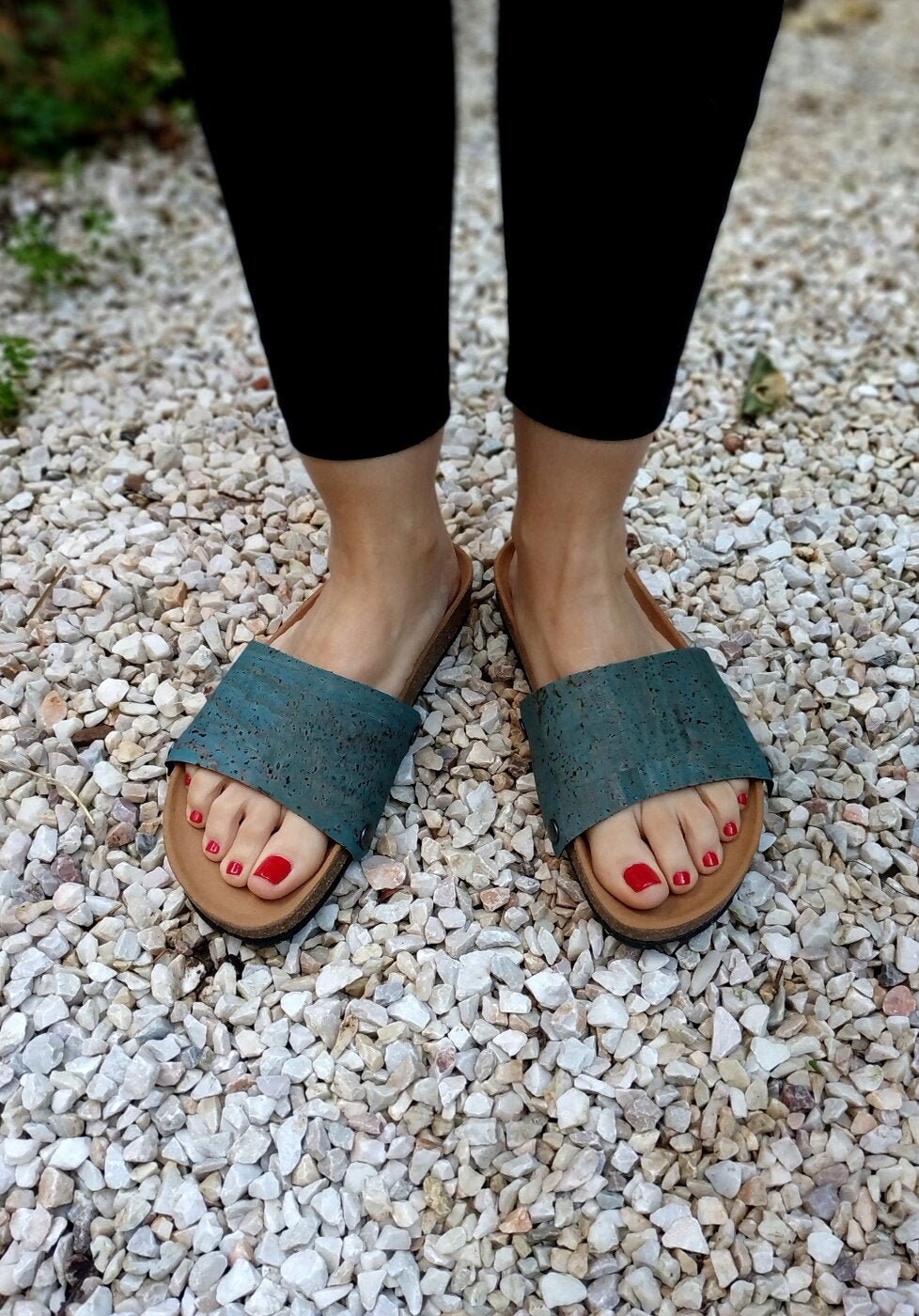 Blaue Korkdruck Bezüge Für Die "Ethical Magic Sliders' Aus Korkstoff Deine Upcycled Sandalen Blaue Korkdruck Bezüge Für Die "Ethical Magic Sliders' Aus Korkstoff Deine Upcycled Sandalen von EatingTheGoober